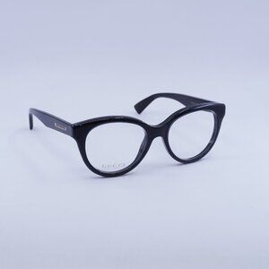 Gucci GG1590O 004 Eyeglasses Grey Crystal on Black 52mm Cat Eye Frame